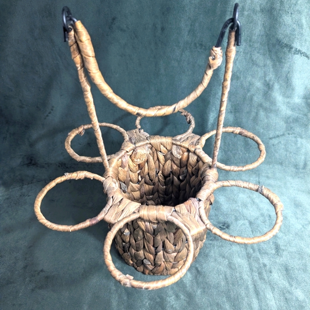 Rattan Wine and Glass Caddy Holder